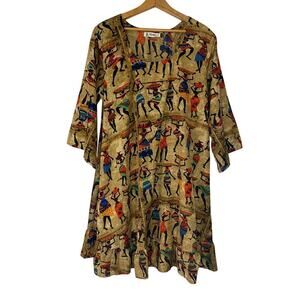 Lapogee African Print Kaftan Oversized Summer Dress Resortwear Size Medium‎